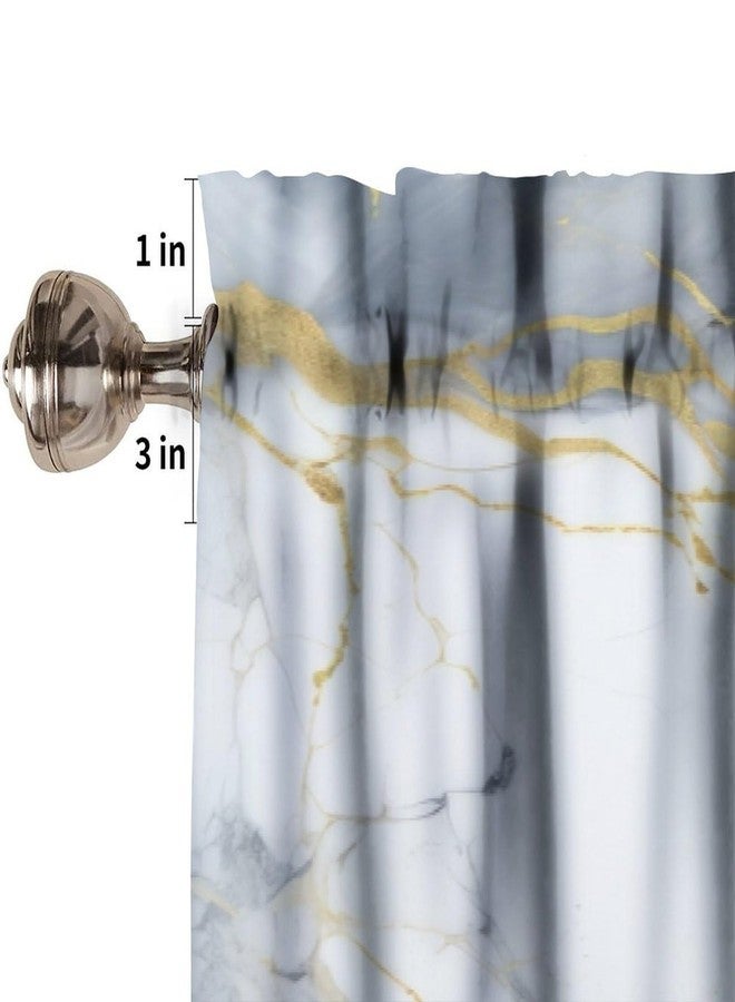 LOMADIA Marble Valance Curtain for Kitchen, Modern Abstract Foil Texture White Grey Gold Marble Pattern Window Treatment Rod Pocket Drapes for Bedroom Office Living Room Cafe Decor 54x18inch - Image 3
